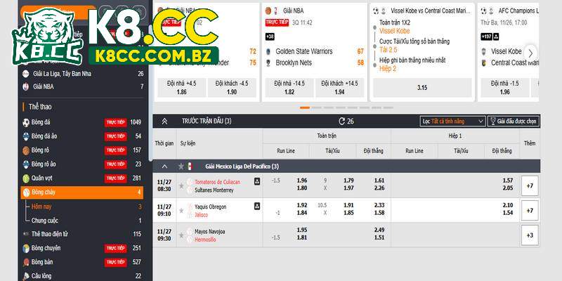 Cá độ tại nhà cái K8cc nhiều kèo thơm